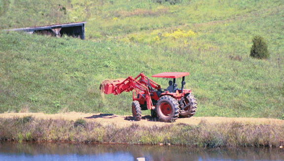 Tractor at Pond