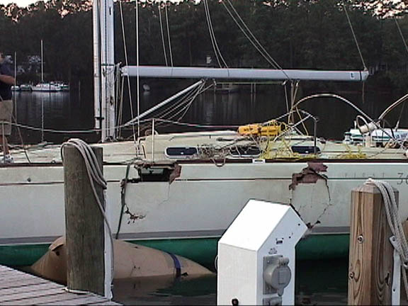 32 Yankee Point Marina Tobasco closer look at damages from pilings